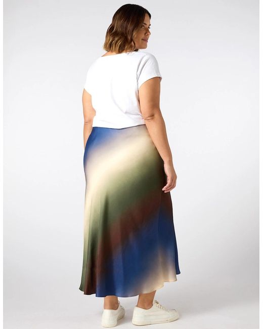 Live Unlimited London Green Print Midi Skirt
