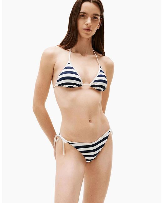 Tommy Hilfiger White Nautical Stripe Ribbed Bikini Bottoms, /Ivory