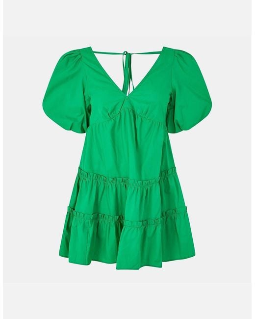 Nobody's Child Green Lennie V-Neck Mini Tiered Dress