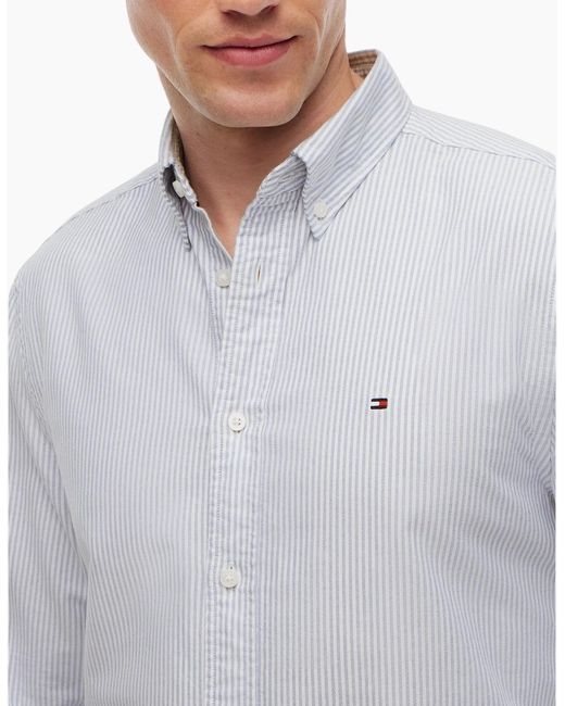 Tommy Hilfiger Gray Oxford Shirts Long Sleeve Cotton for men