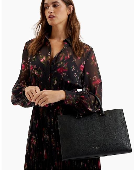 Ted Baker Black Rosane Bar Detail Medium Tote Bag