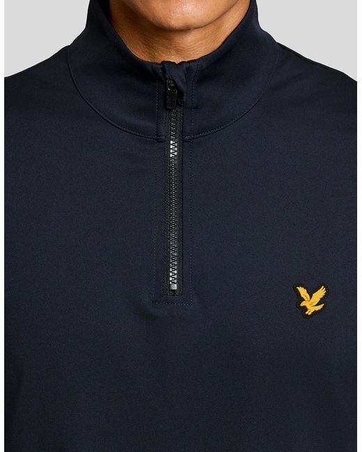 Lyle & Scott Blue Performance 1/4 Zip Midlayer for men