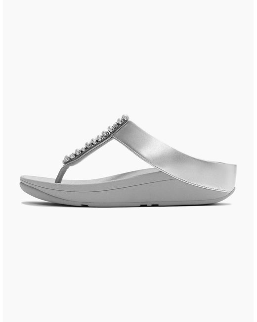 Fitflop White Fino Toe-Post Polyurethane Sandals