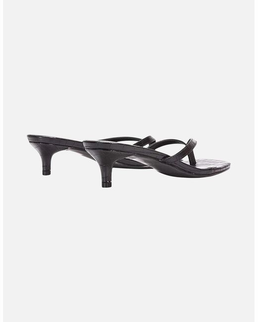 XY London Gray Ladies Jane Toe Post Low Kitten Heel Mule Sandals