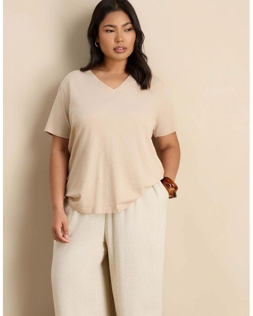 Live Unlimited London Natural Oatmeal Linen Blend Wide Leg Drawstring Trousers