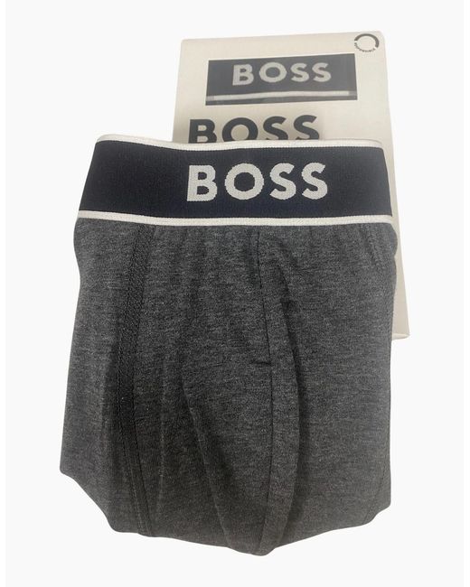 Boss Gray 24 Side Logo Boxer Brief, Charcoal for men