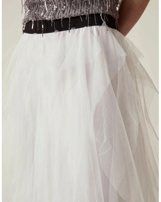 James Lakeland Natural Tulle Ruffle Midi Skirt
