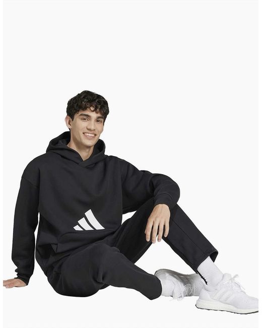 Adidas Blue M Fi 3Bar Hoody for men