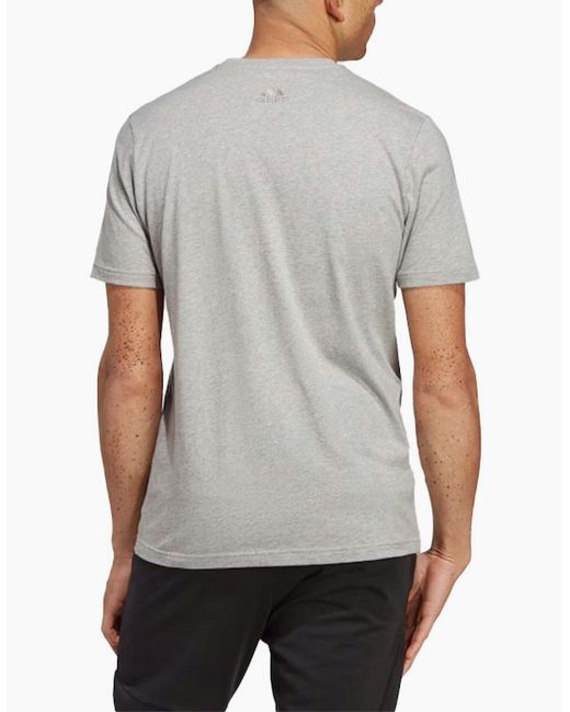 Adidas Gray Essentials T Shirts Crew Neck Single Jersey Linear Embroidered Logo for men