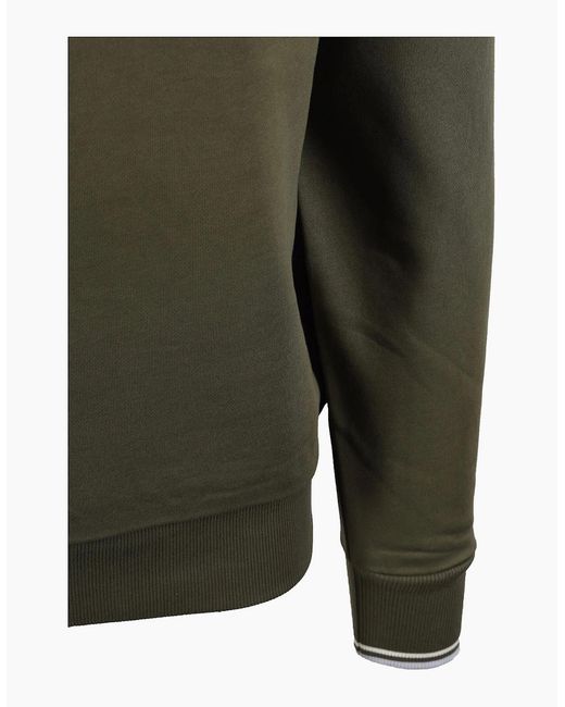 Fred Perry Green Half Zip Sweatshirt Laurel/Ecru/Dusky for men