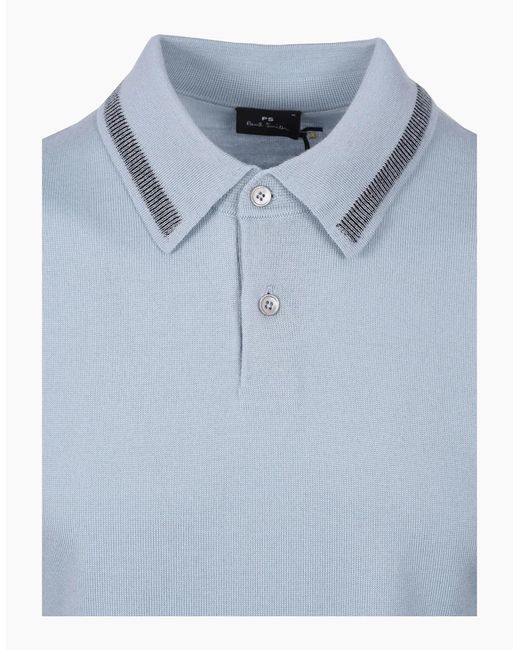 Paul Smith Blue Merino Sweater Ss Polo for men