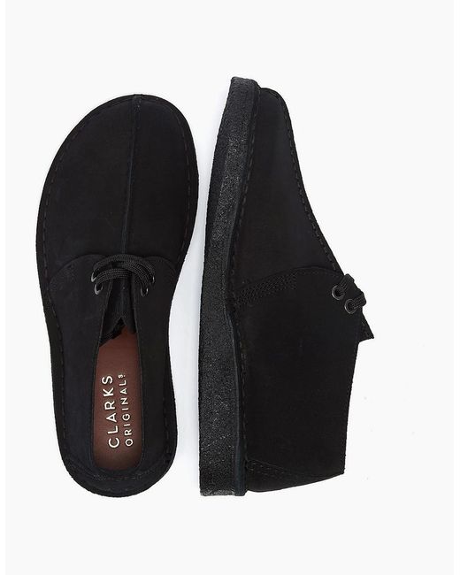 Clarks Black Originals Desert Trek Suede Shoes for men
