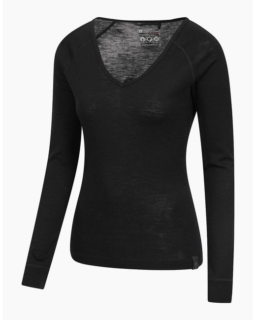 Mountain Warehouse Black Ladies Merino Wool V Neck Top