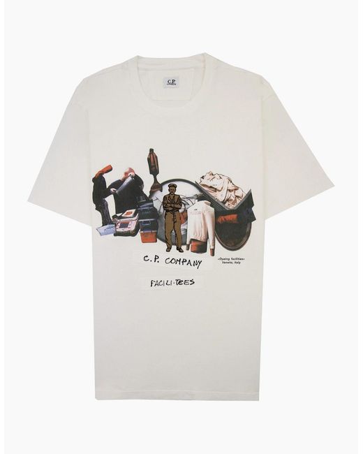 C P Company White 24/1 Jersey Facili-Tees T-Shirt 103 for men