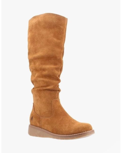 Hush Puppies Brown Lucinda Suede Boots Tan