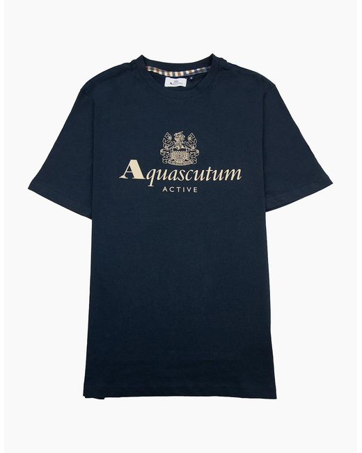 Aquascutum Blue Active Big Logo T Shirt for men