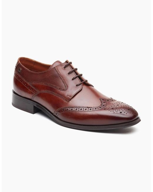 Base London Red London Steeple Brogue Leather Burnt Tan Brogues Shoes for men