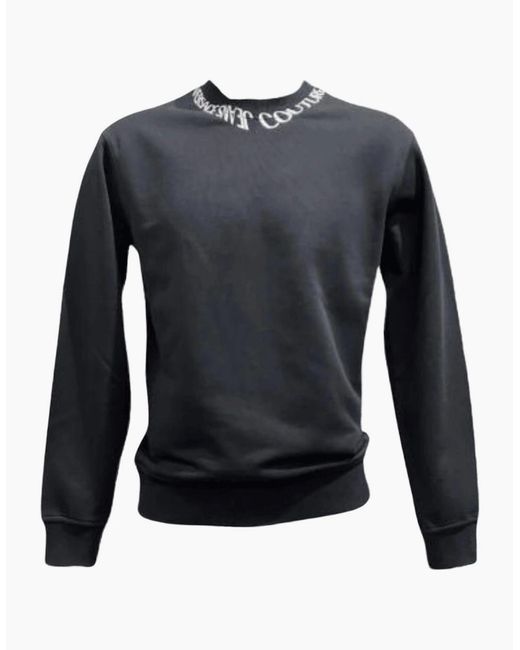 Versace Blue Flock Chain Logo Sweatshirt for men