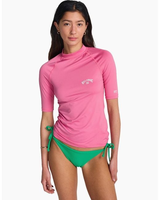 Billabong Red Tropical Surf Short Sleeve Rash Vest