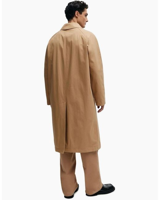 Boss Natural Solid Patterned Regular Fit Overcoat for men