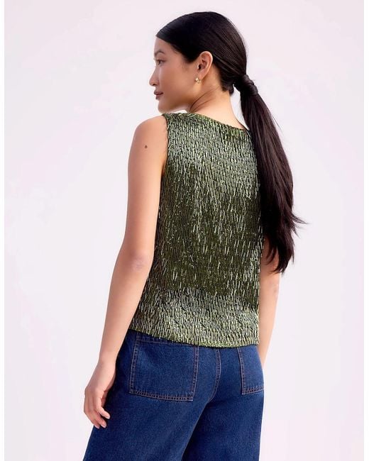 Ro&zo Green Sequinned Bead-Embellished Top