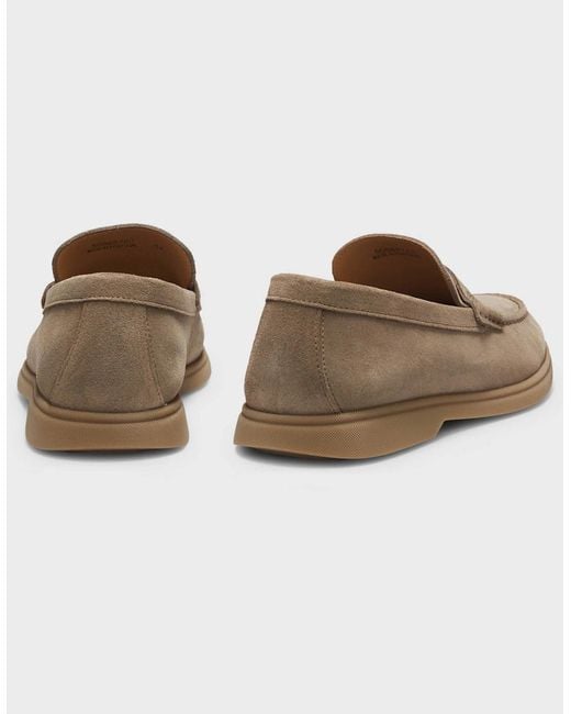 Boss Natural Boss Sienne Suede Loafers With Logo Penny Trim for men