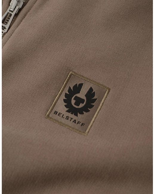 Belstaff Brown Patch Logo 1/4 Zip Sweatshirt Tan for men