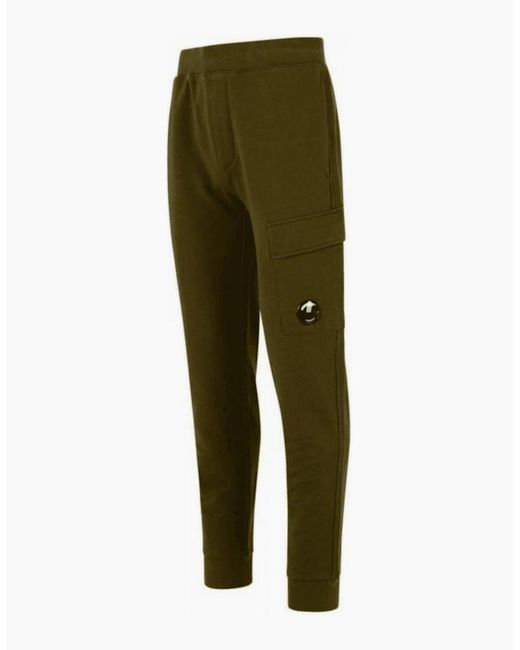 C P Company Green Diagonal Raised Fleece Lens Khaki Sweatpants for men