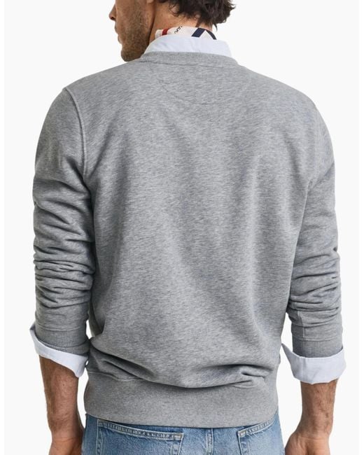 Gant Gray Shield Crew Neck Sweatshirt Pullover French Terry Graphic Embroidered for men