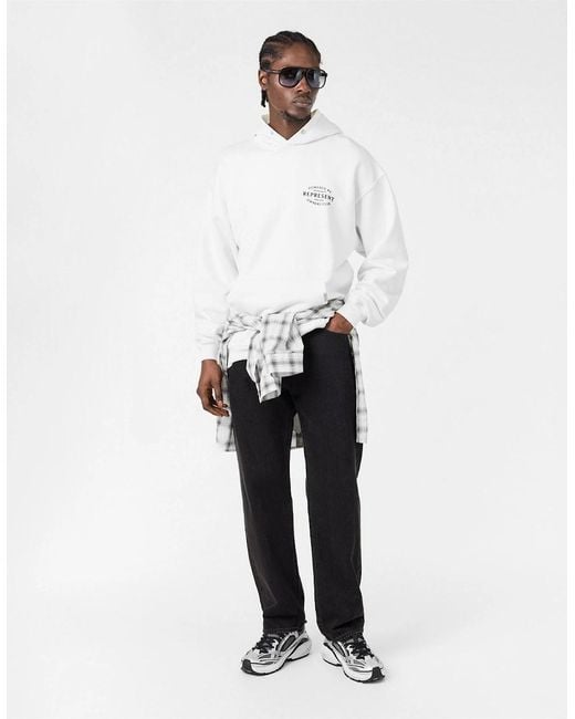 Represent White Relaxed Fit Pullover Hoodie for men