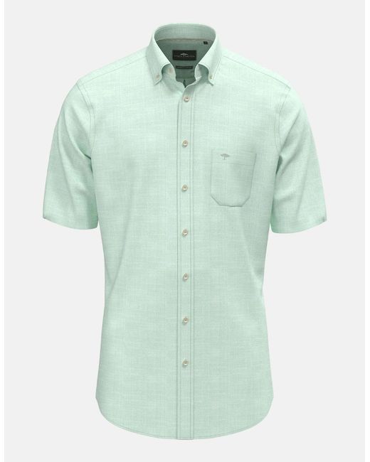 Fynch-Hatton Green Solid Slub Button Down Short Sleeved Shirt Mint for men