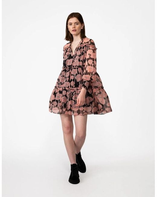 Ted Baker Black Sandror Swing Mini Dress With Ruffled Tiers