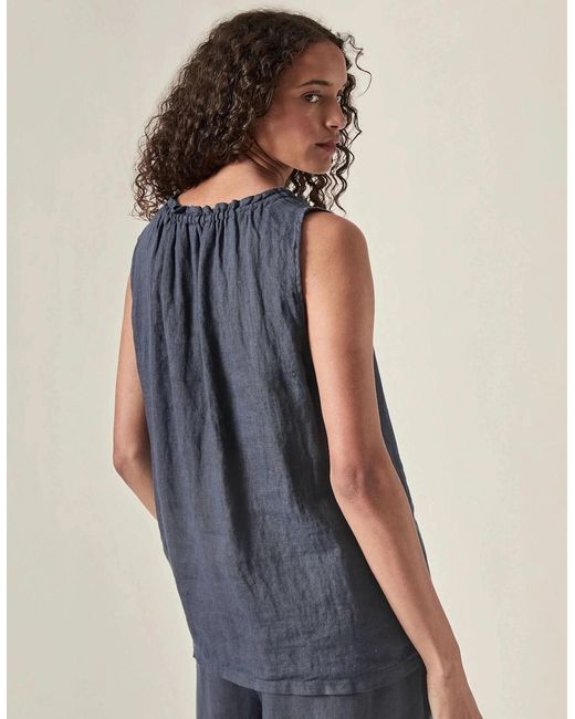 James Lakeland Blue Pure Linen Sleeveless Top