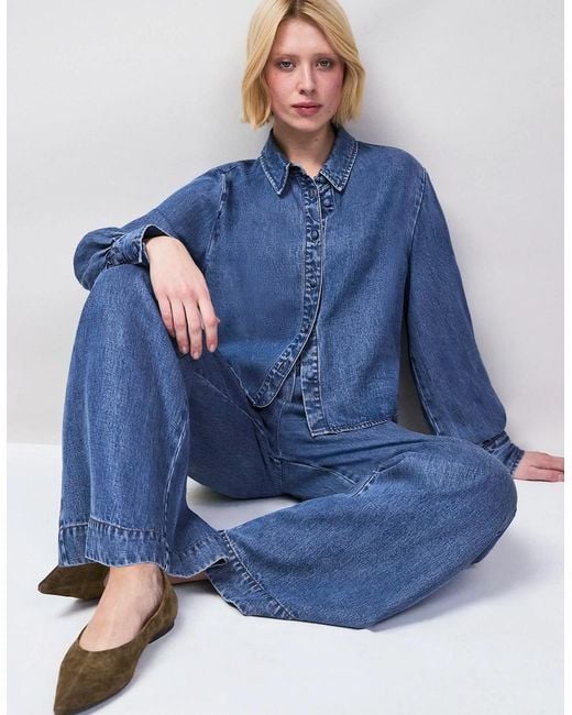 Ro&zo Blue Lyocell Denim Cropped Shirt