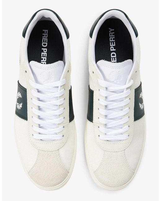 Fred Perry White B4 Textured Poly/Suede Trainers for men