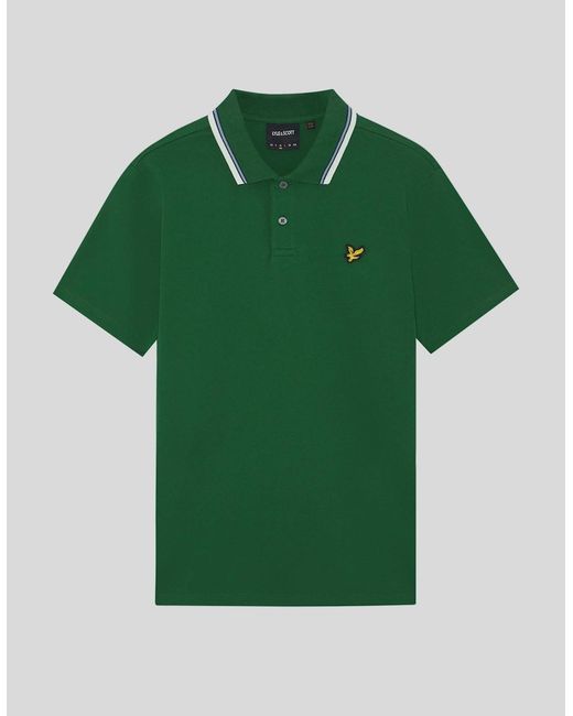 Lyle & Scott Green Tipped Track Polo Shirt for men