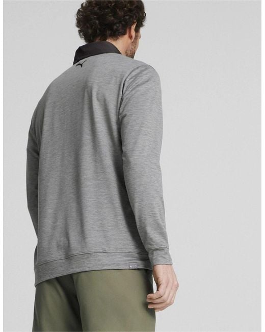 PUMA Gray Cloudspun Colorblock Quarter Zip Jumper for men