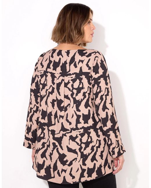 Live Unlimited London Black Printed Slash Neck Tunic