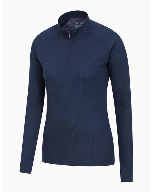 Mountain Warehouse Blue Ladies Talus Zip Neck Long-Sleeved Thermal Top