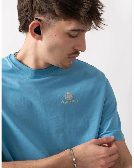 Aquascutum Blue Small Logo T-Shirt for men