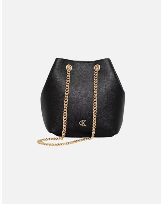 Calvin Klein Black Magnetic Closure Shoulder Bag With Inside Pockets