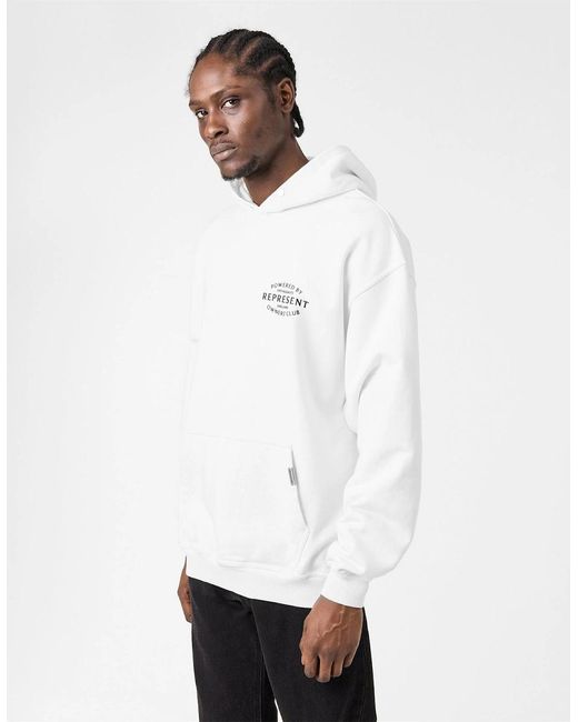 Represent White Relaxed Fit Pullover Hoodie for men