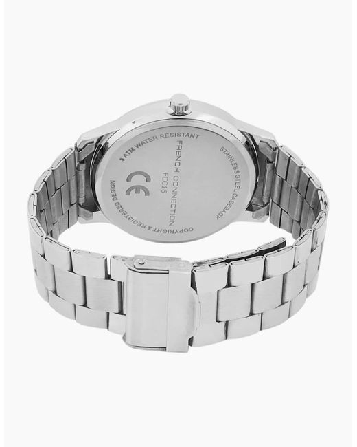 French Connection Blue Connection Case Round Shape Strap Quartz Watch for men