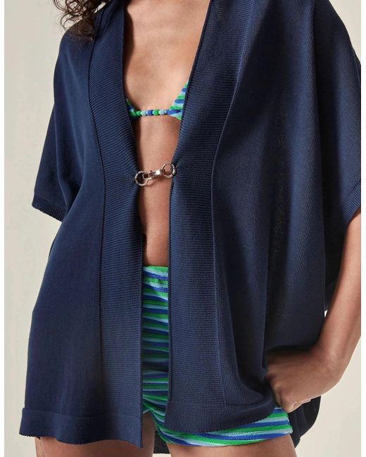 James Lakeland Blue Relaxed Clasp Front Cover-Up