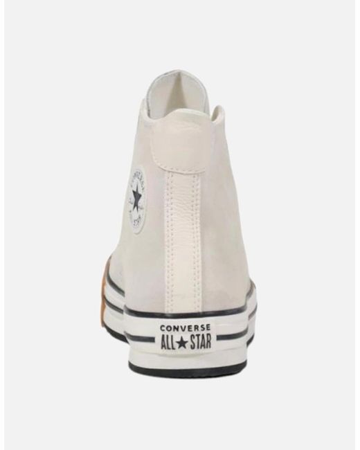 Converse White Leather Lace-Up Sneakers With Rubber Sole