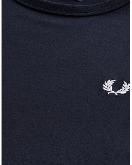 Fred Perry Blue T Shirt Ringer Crew Neck Short Sleeve Summer Tee for men