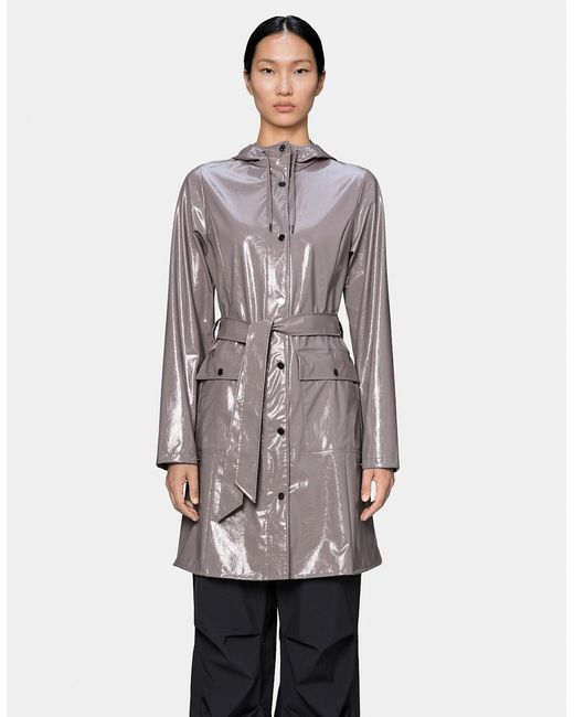 Rains Gray Curve Long Jacket