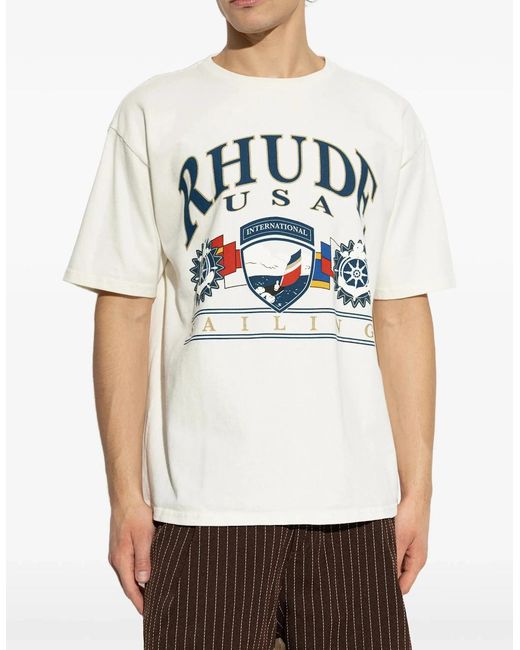 Rhude White Usa Sailing Printed T-Shirt for men