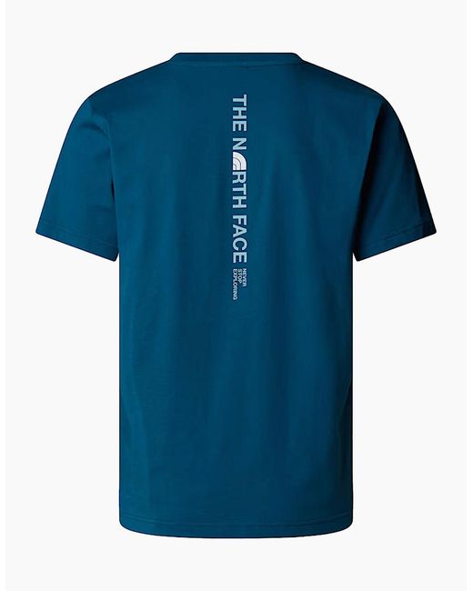 The North Face Blue Vertical Logo T-Shirts Crew Neck Short Sleeve Soft Cotton Tee for men