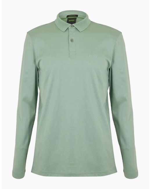 Boss Green Pirol Long Sleeve Polo Shirt, Timeless Design for men